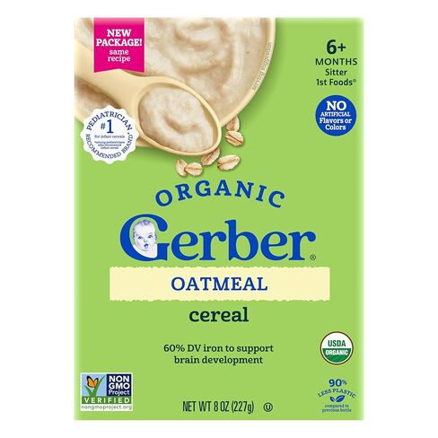 GERBER ORGANIC FOR BABY GRAIN AND GROW 1st Food Oatmeal Cereal 5x8oz in Kuwait