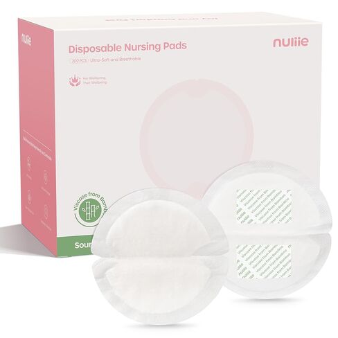 Nuliie Super Absorbent & Featherlight Disposable Nursing Pads 100 Count, Stay Dry, Soft & Breathable Breast Pads for Leaking Milk, Leakproof, Individually Packaged Breastfeeding Essentials for Moms in Kuwait