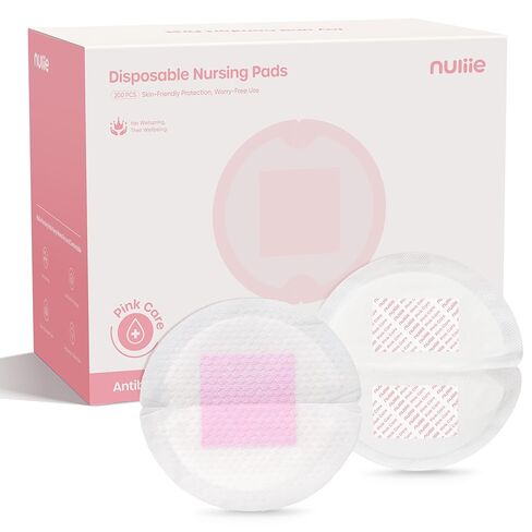 Nuliie Super Absorbent & Featherlight Disposable Nursing Pads 100 Count, Stay Dry, Soft & Breathable Breast Pads for Leaking Milk, Leakproof, Individually Packaged Breastfeeding Essentials for Moms in Kuwait