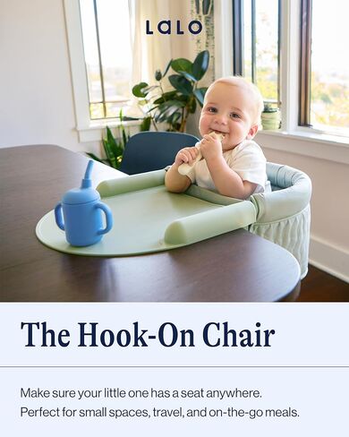 Lalo - The Hook-On Chair with Tray and Footrest - Portable High Chair for Babies and Toddlers up to 37lbs - Compact, Easy-to-Use Design - Fits Tables 0.8'' to 3.5'' Thick - Travel Bag Included in Kuwait