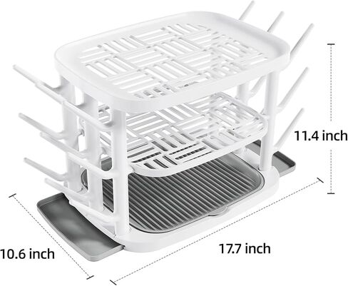 Baby Bottle Drying Rack,3-Tier Large Capacity Countertop Organizer with 360° Ventilation, Removable Drip Tray, Non-Slip Base – Easy to Clean Bottle Holder for Baby Accessories in Kuwait