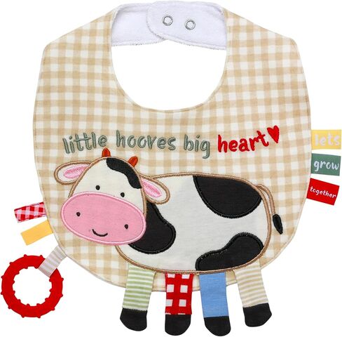 Baby Starters Embroidered Activity Bib with Teether, Crinkle, Touchable Ribbons, Farm Theme, Multicolored Cow in Kuwait
