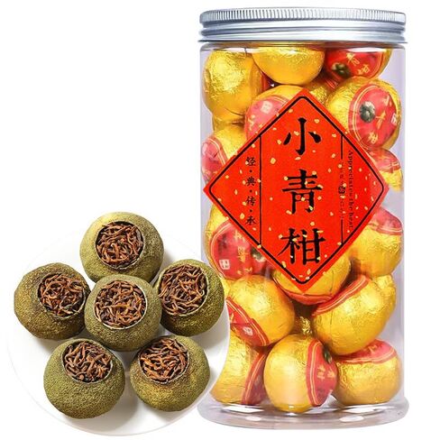 كرات شاي Xiaoqinggan Pu'Er - الشاي الصيني التقليدي، عبوة رائعة من رقائق الذهب، نكهة تراثية كلاسيكية، وعاء شفاف (250 جم/8.8 أونصة) in Kuwait