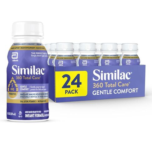 Similac 360 Total Care Gentle Comfort Baby Formula, Easy-to-Digest Formula, Has 5 HMO Prebiotics, Ready-to-Feed Infant Formula, 8-fl-oz Bottle, Pack of 24 in Kuwait