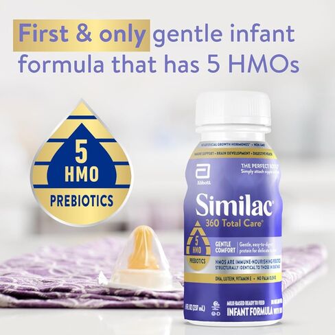 Similac 360 Total Care Gentle Comfort Baby Formula, Easy-to-Digest Formula, Has 5 HMO Prebiotics, Ready-to-Feed Infant Formula, 8-fl-oz Bottle, Pack of 24 in Kuwait