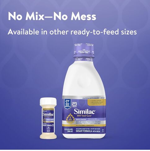 Similac 360 Total Care Gentle Comfort Baby Formula, Easy-to-Digest Formula, Has 5 HMO Prebiotics, Ready-to-Feed Infant Formula, 8-fl-oz Bottle, Pack of 24 in Kuwait