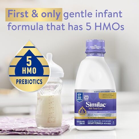 Similac 360 Total Care Gentle Comfort Baby Formula, Easy-to-Digest Formula, Has 5 HMO Prebiotics, Ready-to-Feed Infant Formula, 32-fl-oz Bottle, Pack of 6 in Kuwait