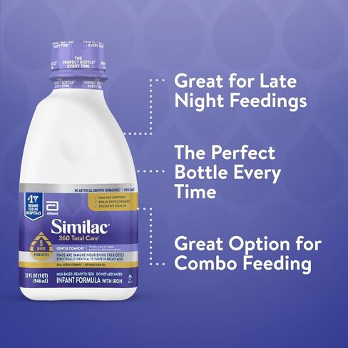 Similac 360 Total Care Gentle Comfort Baby Formula, Easy-to-Digest Formula, Has 5 HMO Prebiotics, Ready-to-Feed Infant Formula, 32-fl-oz Bottle, Pack of 6 in Kuwait