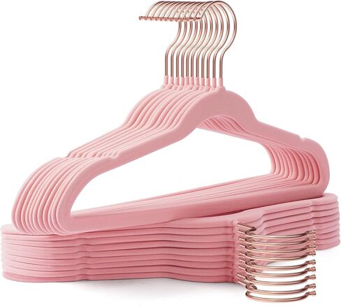 Kids Hangers 50 Pack,14 Inch Kids Velvet Hangers Slim & Space-Saving,Baby Clothes Hangers with 360 Swivel Hook,Heavy Duty Hanger for Infant & Childrens Coats, Pants,and Dress (Pink) in Kuwait