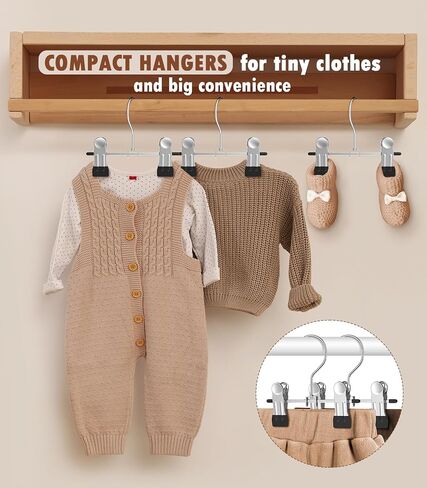 DOIOWN 10 Pack Baby Pants Hangers with Clips, Toddler Non-Slip Space Saving Hangers for Pants, Skirts, Clothes - Baby Essentials Closet Organizer in Saudi Arabia