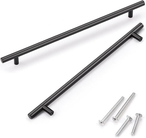 KNOBWELL 6 Pack 3-3/4" Black Drawer Pulls, T Bar Modern Kitchen Cupboard Handles Bathroom Cabinet Pulls, Round Black Handles 5-9/10 Inch Length in Kuwait