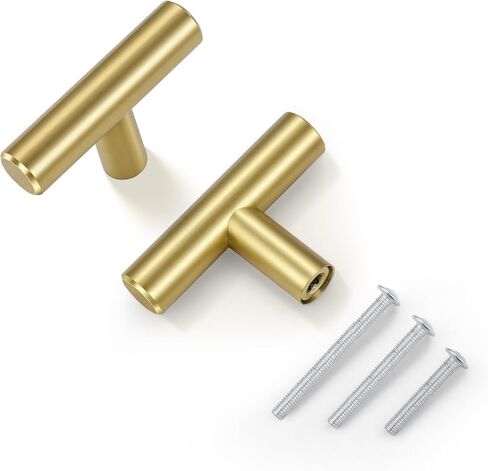 KNOBWELL 6 Pack 3-3/4" Black Drawer Pulls, T Bar Modern Kitchen Cupboard Handles Bathroom Cabinet Pulls, Round Black Handles 5-9/10 Inch Length in Kuwait