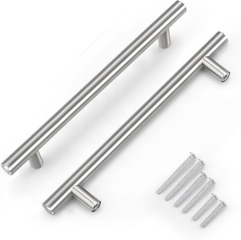 KNOBWELL 6 Pack 3-3/4" Black Drawer Pulls, T Bar Modern Kitchen Cupboard Handles Bathroom Cabinet Pulls, Round Black Handles 5-9/10 Inch Length in Kuwait