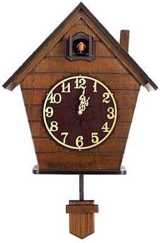Wooden Cuckoo Wall Clock, Modern Minimalist Style, Silent Smart Hourly Chime, Bird Time-Telling, for Living Room or Children's Room (Wood Colored Wooden Plate) in Kuwait