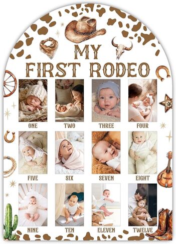 لوحة صور رعاة البقر الغربية My First Year، علامات My First Rodeo Baby Milestone لديكور الحضانة للأولاد والبنات، لوحة صور خشبية لمدة 12 شهرًا لصور 2×3، أفضل هدايا تذكارية للأطفال-B05 in Kuwait