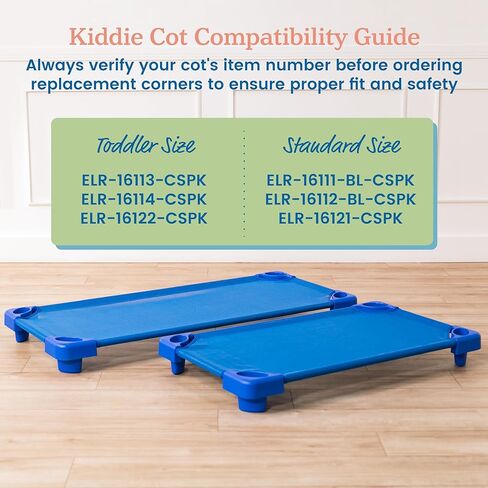 ECR4Kids Stackable Kiddie Cot Corner, Replacement Parts, Daycare Essentials, Blue, 4-Pack in Kuwait