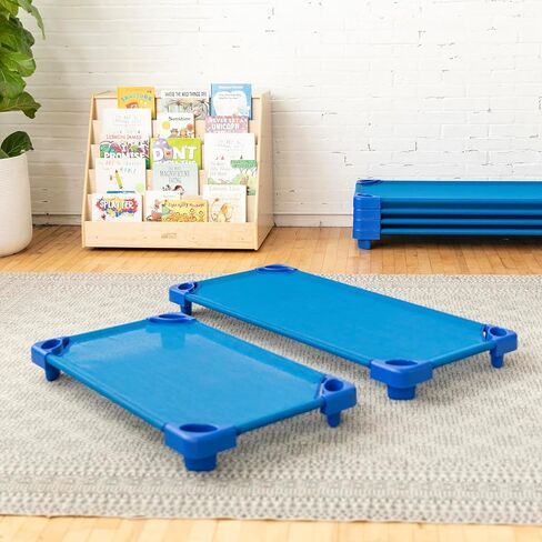 ECR4Kids Stackable Kiddie Cot Corner, Replacement Parts, Daycare Essentials, Blue, 4-Pack in Kuwait