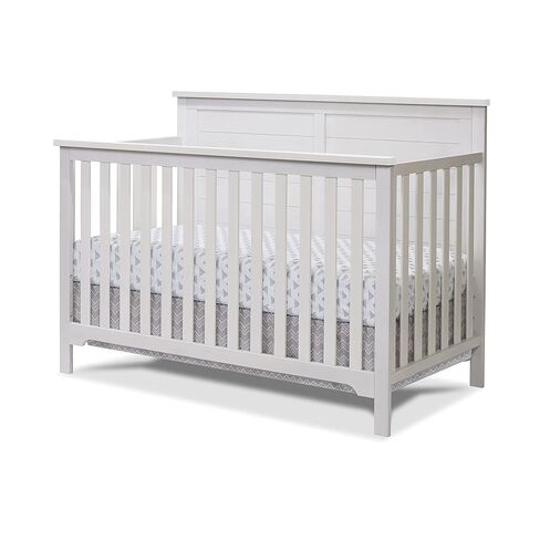 Sorelle Furniture Farmhouse 3-Piece Nursery Set with 4-in-1 Convertible Crib, 4-Drawer Dresser, and Changing Table with Shelves, Baby Furniture Made of Wood, Non-Toxic Finish-Weathered White in Saudi Arabia