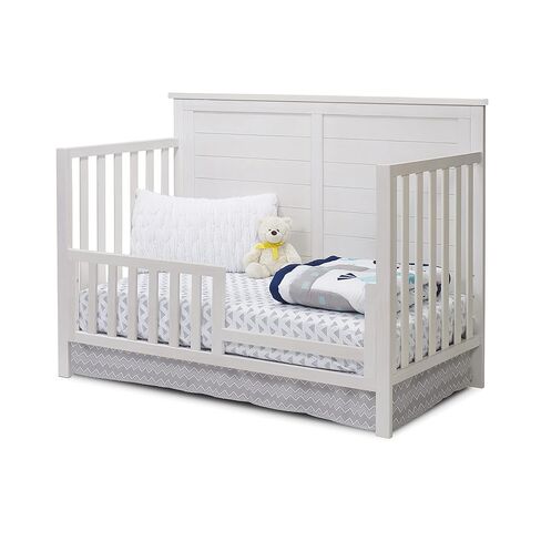 Sorelle Furniture Farmhouse 3-Piece Nursery Set with 4-in-1 Convertible Crib, 4-Drawer Dresser, and Changing Table with Shelves, Baby Furniture Made of Wood, Non-Toxic Finish-Weathered White in Saudi Arabia