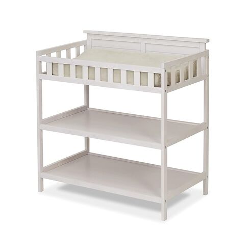 Sorelle Furniture Farmhouse 3-Piece Nursery Set with 4-in-1 Convertible Crib, 4-Drawer Dresser, and Changing Table with Shelves, Baby Furniture Made of Wood, Non-Toxic Finish-Weathered White in Saudi Arabia