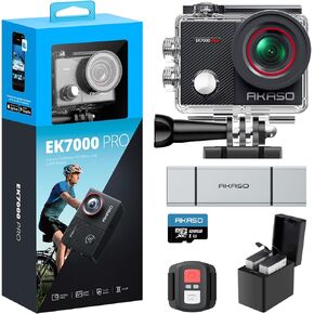كاميرا AKASO EK7000 Pro Action مع بطاقة MicroSDXC U3 ومجموعة ملحقات قارئ بطاقة SD 3 في 1 in Kuwait