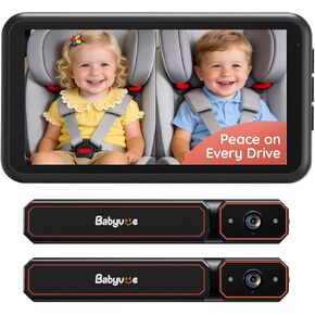 كاميرا مراقبة الطفل اللاسلكية المزدوجة Babyvue BV6PRO، إعداد سريع، شاشة مراقبة الطفل HD1080P لطفلين، كاميرا رؤية ليلية بالأشعة تحت الحمراء التلقائية للمقعد الخلفي هدية لحديثي الولادة in Kuwait