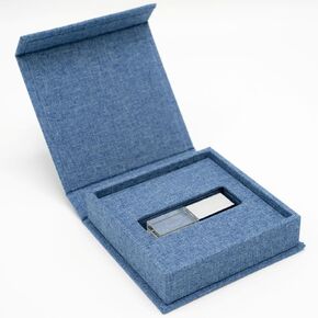 Personalized Black Linen USB Box - Wedding Flash Drive Case Linen Gift Box Holder for Photography Delivery, Small Keepsake Case with Lid - (USB Optional) in Kuwait