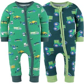 The Peanutshell 2-Pack Sleep and Play Baby Boy Clothes, Soft Cotton Footless Pajamas, Trucks & Tractors in Kuwait