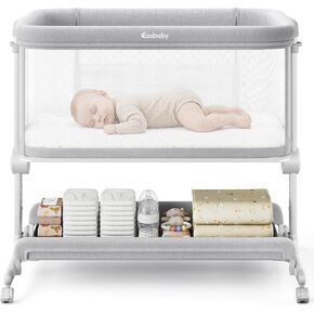 Ezebaby Baby Bassinets Bedside Sleeper, Portable Bedside Bassinet for Baby Newborn Infants with Adjustable 7 Heights and All Mesh Sides, Newborn Crib with Mattress and Soft, Breathable Sheet | Baby bassinets in Saudi Arabia