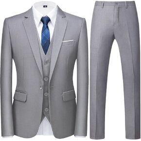 Mens Suits Regular Fit 3 Piece Tuxedo Blazer Jacket Vest Pants Formal Suit Set for Men Wedding Prom Casual in Saudi Arabia