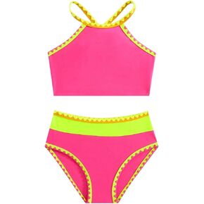 WDIRARA Toddler Girl's Color Block 2 Piece Tankini Swimsuit Criss Cross Bathing Suit in Kuwait