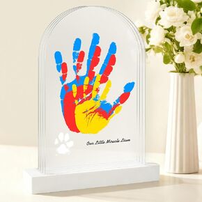 Family Handprint Kit, DIY Baby Hand and Footprint Handmade Keepsake Kit, Family Gifts with 5 Non-Toxic Baby-Safe Paint, Ideas Gift for New Parents, Father's Day, Mother's Day (4 Pages Acrylic Boards) in Saudi Arabia
