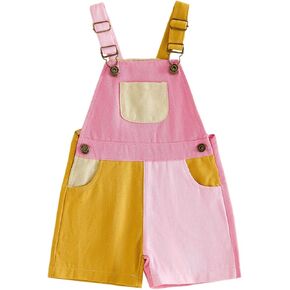 Toddler Baby Boy Girl Contrast Color Overalls Shorts Suspender Summer Romper 90s Clothes Kids Adjustble Strap Playsuit in Kuwait