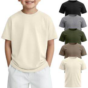 5 Pack Toddler Boys Short Sleeve Shirts Little Kids T-Shirts Summer Loose Fit Crewneck Top Basic Tee 18M-5T in Kuwait