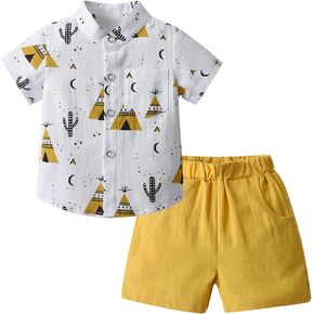 Baby Boy Clothes Infant Outfits Summer Clothes Short Sleeve Button Down Shirt with Shorts Set in Saudi Arabia