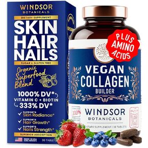 Vegan Collagen Builder Liquid Supplement - Collagen Booster with Vitamin C, Biotin, Hyaluronic Acid & Amino Acids - Vegetarian Collagen for Women, Organic Fruit & Vegetable Blend - 60ml, 30 Day in Saudi Arabia