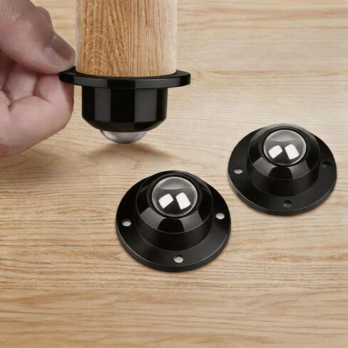 Storage Ottoman with Wheels, Storage Box, Trash Can - Stainless Steel Universal Pulley 360 Degree Rotating Swivel Wheels - 1 Inch Low Profile - Black - 4 Pack in Kuwait