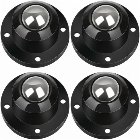 Storage Ottoman with Wheels, Storage Box, Trash Can - Stainless Steel Universal Pulley 360 Degree Rotating Swivel Wheels - 1 Inch Low Profile - Black - 4 Pack in Kuwait