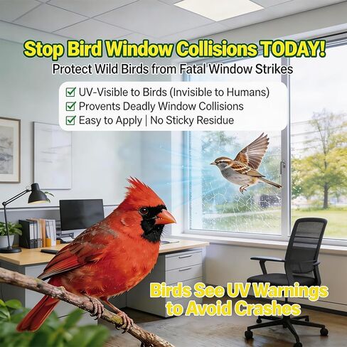 6 Sheets Anti-Collision Window Stickers Decals - Bird & Leaf Patterns, Prevent Bird Strikes, Glass Door Protection, Home Decor in Kuwait
