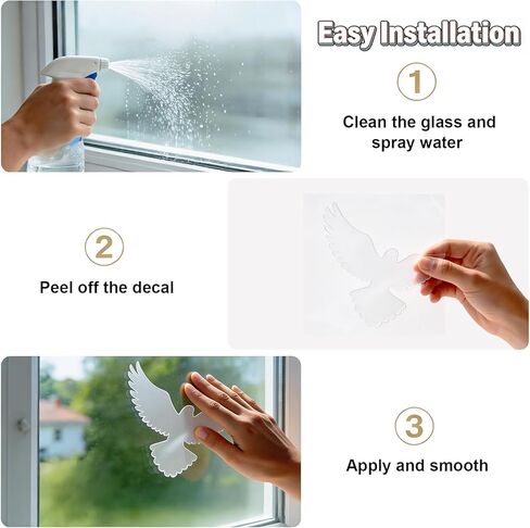 6 Sheets Anti-Collision Window Stickers Decals - Bird & Leaf Patterns, Prevent Bird Strikes, Glass Door Protection, Home Decor in Kuwait