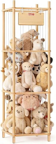 KiddoCood Kids CPC & TIC Certified Stuffed Animal Storage - 3-Tier Natural Solid Wood Plush Toy Organizer & Holder, Corner Solution for Playroom & Nursery, BPA-Free & Zero Glue in Kuwait