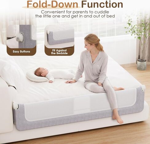Bed Rail for Toddlers, 71 Inch Swing Down Toddler Bed Rails with Wider U-Shape Base, Breathable Baby Bed Rail Guard for King, Queen, Full, Twin Bed Rail for Baby in Kuwait