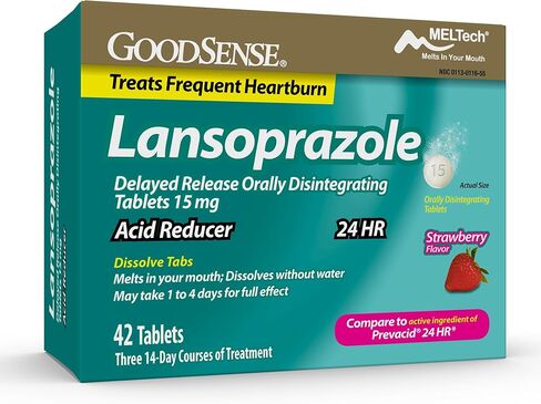 GoodSense Lansoprazole Delayed Release Capsules, 15 mg, Proton Pump Inhibitor, Treats Frequent Heartburn, 24 Hour, 42 Count in Saudi Arabia