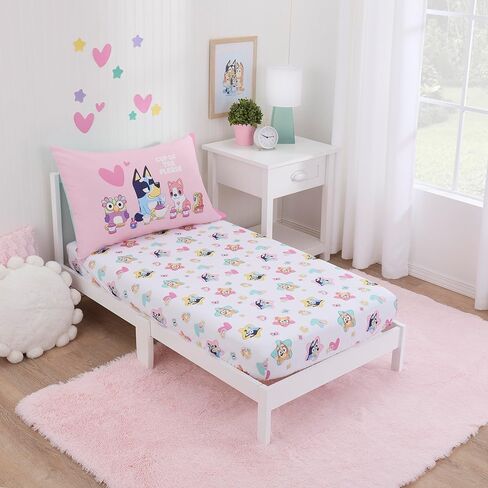 NoJo Bluey Best Day Ever 2 Piece Toddler Sheet Set, Pink & Aqua in Kuwait