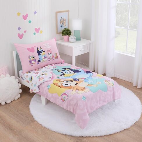 NoJo Bluey Best Day Ever 2 Piece Toddler Sheet Set, Pink & Aqua in Kuwait