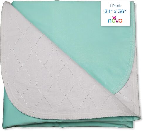 NOVA Waterproof Reusable Underpad with 4 Positioning Strap Handles, 100% Cotton Skin Soft Top Layer, Washable Incontinence Bed & Surface Overlay, Super Absorbent, 32" x 36" in Saudi Arabia