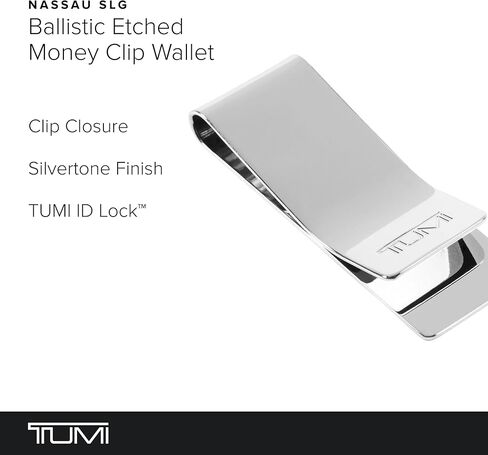 TUMI - Nassau Ballistic Etched Money Clip Wallet with RFID ID Lock for Men - Silver in Kuwait