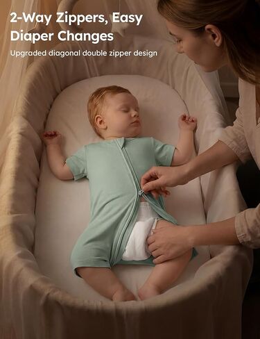Yoofoss Baby Boy and Girl Romper رايون مصنوع من الخيزران بأكمام قصيرة ملابس صيفية لحديثي الولادة بسحاب في اتجاهين، ناعم ومسامي in Kuwait
