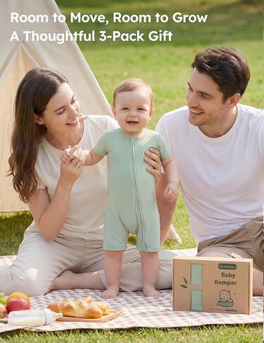 Yoofoss Baby Boy and Girl Romper رايون مصنوع من الخيزران بأكمام قصيرة ملابس صيفية لحديثي الولادة بسحاب في اتجاهين، ناعم ومسامي in Kuwait