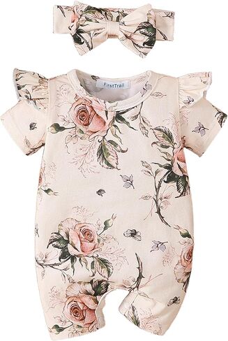 Newborn Infant Baby Girl Clothes Rompers Summer Jumpsuits Short Sleeve Romper Baby Clothes Girl in Kuwait